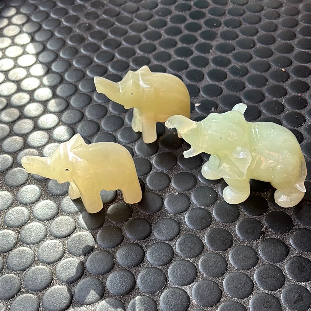 Set of Three Jade Elephant Figurines3 translucent jade elephants